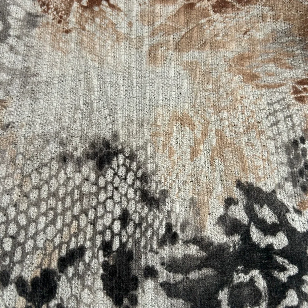 Alfred Dunner‎ Woman Animal Print Open Front Cardigan Brown Tan Grey Snake Print